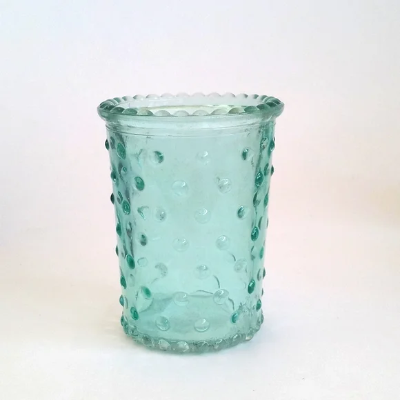 Vintage Shabby Chic Pink Sea Green and Aqua Blue Candle Glass Votives Set of 3 - Picture 3 of 11